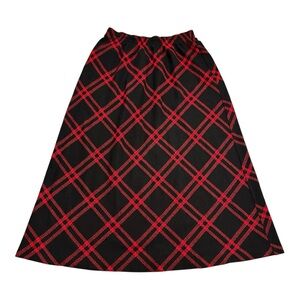 Taylor Swift Style Red Black Plaid Wool A-Line Midi Skirt Vintage Eccobay